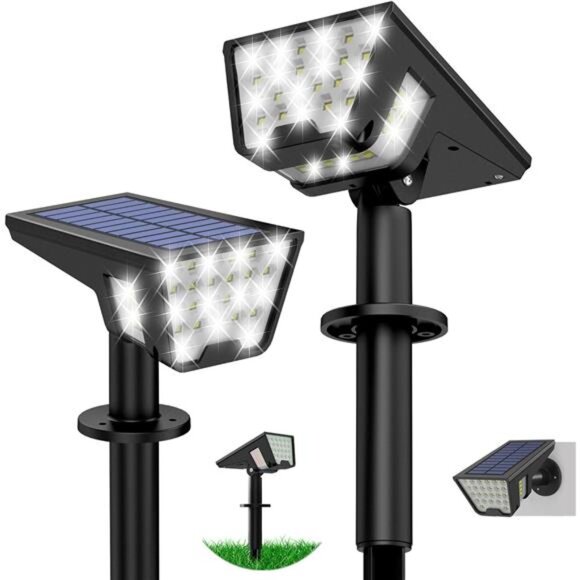 Solar spot lights outdoor waterproof LED landscape yard pathway wall light cool - Picture 1 of 7